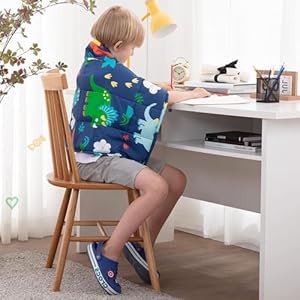 ROKDUK Weighted Lap Blanket for Adults Kids, Weighted Lap Pad for Dog Pet 17″x22″ 2lbs Small Weighted Blanket for Sleeping Shoulder Back Relaxation Travel Office Blue Dinosaur