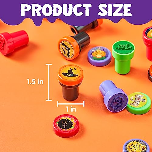 Image of JOYIN 50 Pcs Halloween Stamps for Kids, 25 Designs Assorted Plastic Stamps Bulk, Trick Or Treat Stampers for Halloween Party Favor Gifts, Halloween Goodie Bag Fillers Classroom Game Prizes