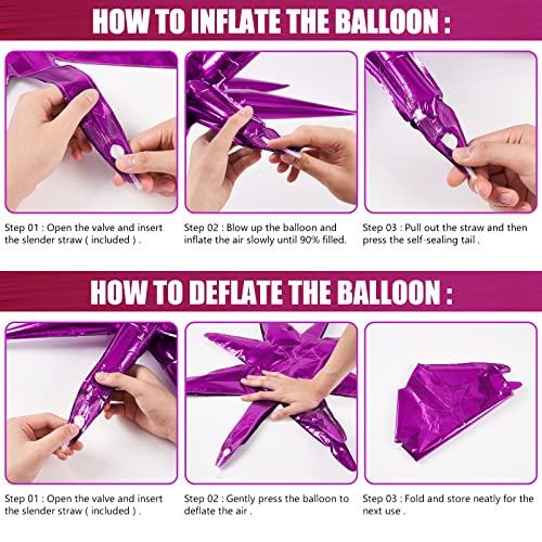 Image of PartyWoo Rose Pink Star Foil Balloons 6pcs Different Sizes Pack of 27 22 Inch Explosion Spike Mylar Balloons for Graduation Wedding Anniversary Bachelorette Engagement Birthday Party Decorations