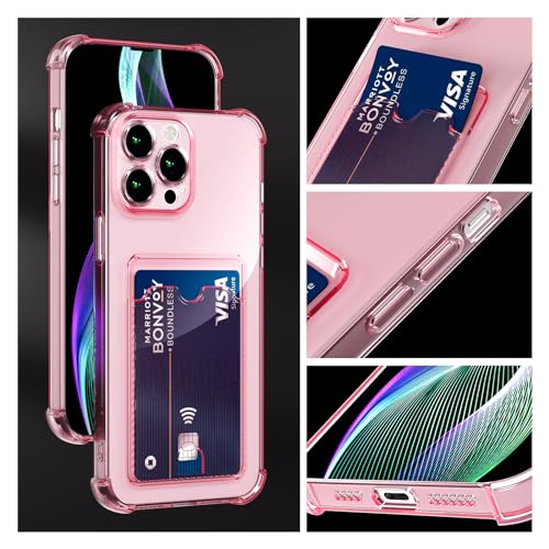 Image of AKABEILA Case for iPhone 15 Pro Max Protective Case with Card Slot Transparent Silicone TPU Mobile Phone Case Thin Soft Shockproof Flexible Mobile Phone Bag Bumper Wallet Case Cover