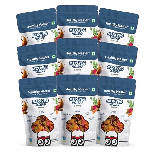 Image of Healthy Master Mix Vegetable Chips Combo 900g (100g Each) Pack of 9 | Light & Crispy | High Protein Chips | Gluten-Free | No Maida, No Palm Oil | Low-Calorie | Healthy Snacks for Adults & Kids