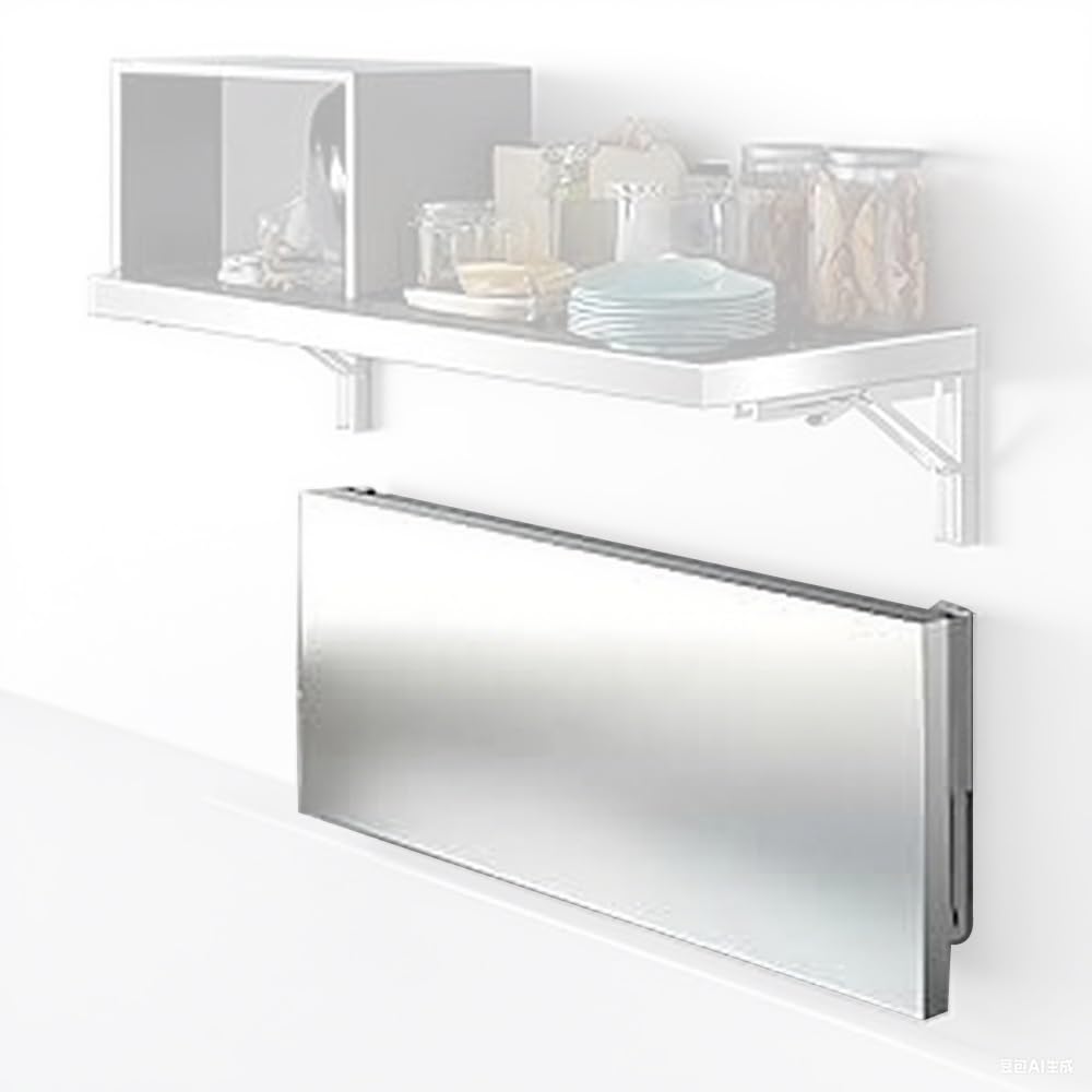 Table murale pliante en inox 60x25 cm avec étagère flottante facile à installer