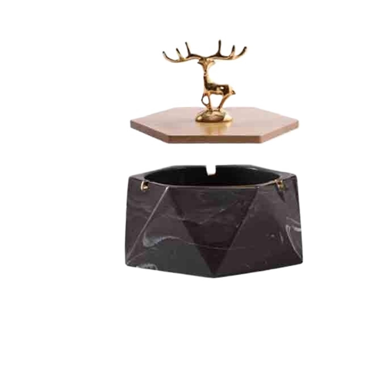 Cigarettes Ashtrays Ceramic Ashtray with Lid for Office Indoor Use(Black)