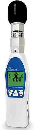 Sper Scientific Wet Bulb Globe Heat Stress Meter 800036 - WBGT Heat Index Monitor with Air Temperature Humidity & Globe Temperature for Workplace Sports & Outdoor Activities