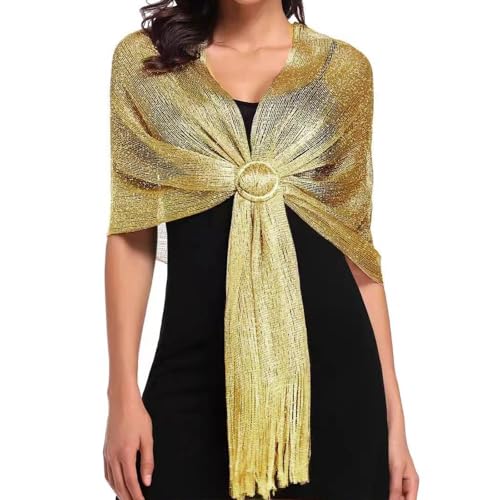 MUNSKT Châles métalliques étincelants avec boucle pour soirée, accessoires élégants pour robes de mariage, châles et écharpes parfaits pour robes de...