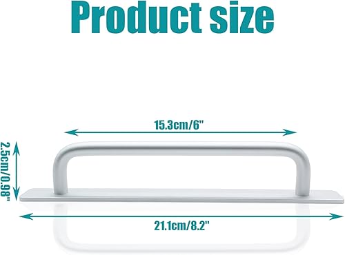 Miniatura 5 de PHITUODA Paquete de 2 manijas de puerta de granero, manijas de puerta corredera plateadas, manijas de cajón de 6 pulgadas, mango de aleación de