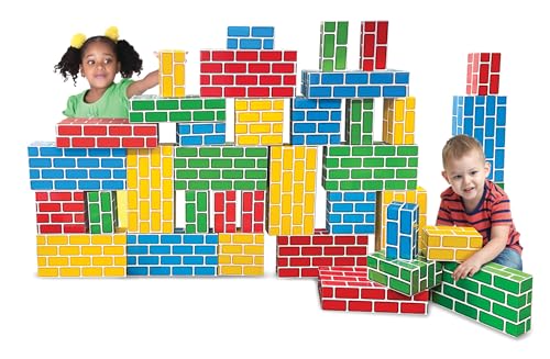 Teacher Created Resources Heavy-Duty Cardboard Building Blocks 40-Piece Set Supports 150 lbs Easy-to-Clean Sturdy Colorful Large Medium & Small Sizes