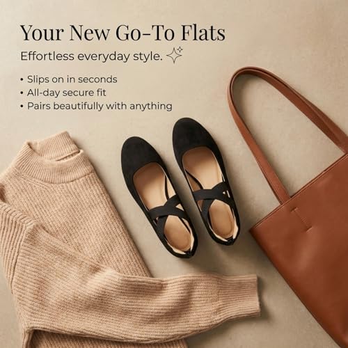 Image of EMMA NEW YORK Ankle Strap Flats for Women, Women Flat Ballerina Shoes, Women's Ballet Flats with Strap