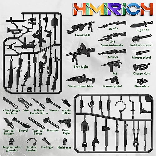 Image of Weapons Pack Military Toy Set Building Blocks Model for Soldier Figures, Army Equipment Gear Kit Pieces and Parts Accessories Compatible with Major Brand