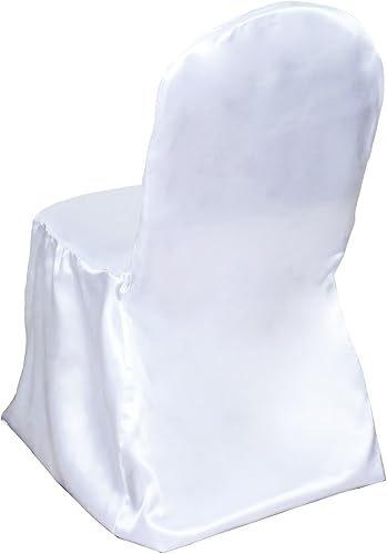Efavormart - 30 fundas para sillas de banquete de satén blanco brillante, fundas reutilizables y elegantes para sillas