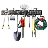 Garage Tool Organizer Wall Mount 48 Inch - Ski Wall Rack, Heavy Duty Tool Storage Holder, 3 Rails with 7 Adjustable Hooks, Max Load 450Lbs.