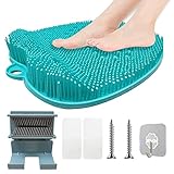 Irishom Fußbürste Fußwäscher Massagegerät Dusche mit Saugnapf Fuß Reiniger Dusche Silikonmatte für Fußpflege Inkl. Duschhaarfänger und Haken