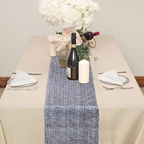 Urban Villa Table Runner 100% Cotton Two Tone Tablerunner Home Kitchen Dining Décor Table Runner 14''X72'' Blue/White Table Runner With Fringes Cocktail Party Wedding Bbq's Everyday Use Table Runner #TOP3