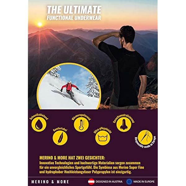 Merino & More Pantaloni termici da uomo a strato base - Leggings intimo 3/4