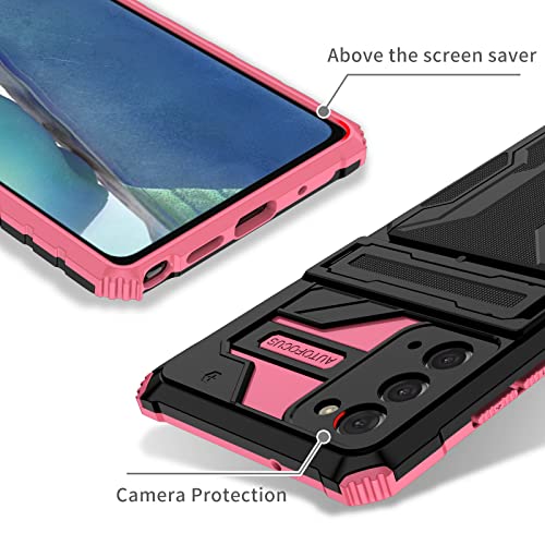 Coque Samsung Galaxy Note 20 anti-rayure avec verre trempé et support rose