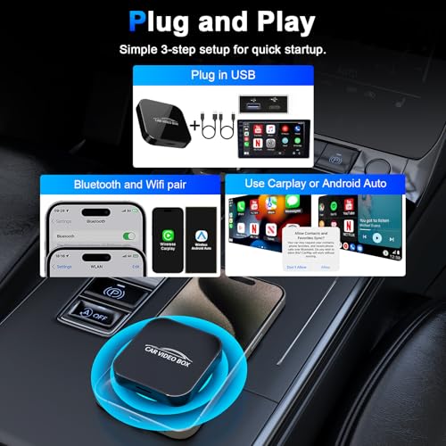 Wireless Carplay & Android Auto Adapter Built in Netflix YouTube, 3-in-1 Car Play Ai Box Convert Wired to Wireless CarPlay,Upgraded Dual-Band WiFi, TF Card, Video Box for iPhone/Android, Plug & Play by Rocketek - Image 3