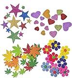 Variedad de formas, colores y tamaños. Decoraciones de espuma coloridas y brillantes, fabulosas para artesanías y artes.