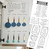 Fssqii Kitchen Unit of Measurement Conversion Chart, Vinyl Measuring Conversion Decals for Cooking Baking, Gallon Quart Pint Cup Ounce Tbsp Tsp Conversion Chart Stickers for Cupboard Wall Fridge