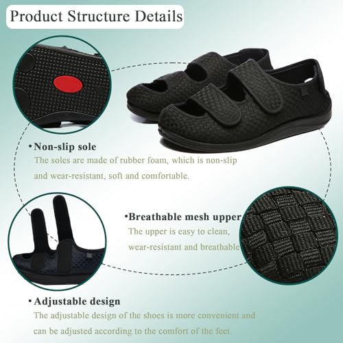 Diabetic Sandals Extra Wide, Women's Non Slip Wide Width Shoes Comfy Indoor Outdoor House Shoes for Elderly Women Swollen2