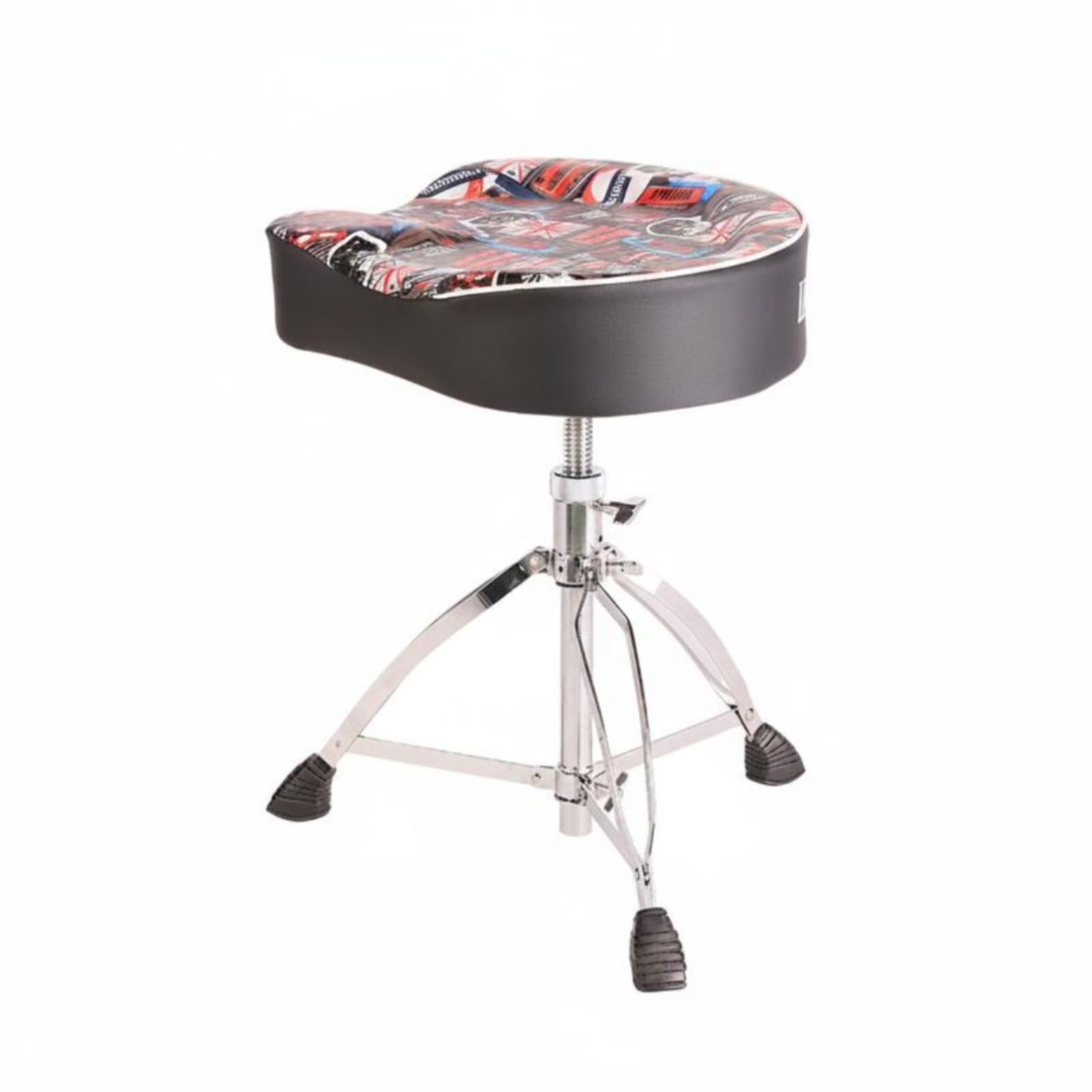 Siège de Batterie Réglable Tabouret de, Tabouret De Batterie Type Selle De Cheval Grand Modèle avec Vis sans Fin - Surface en Velours Noir
