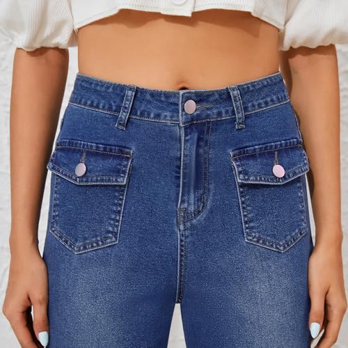 AMPOSH Women's Mid-Rise Cropped Flare Jeans with Wide Leg & Stretch | Trendy Baggy Denim Pants with 4 Pockets3