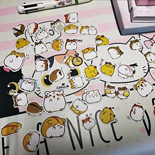 50 Pcs Waterproof Hamster Vinyl Stickers Cute Cartoon Animals Doodle Stickers for Luggage Box Kids Craft Laptop Water Bottles Fridge Scrapbook