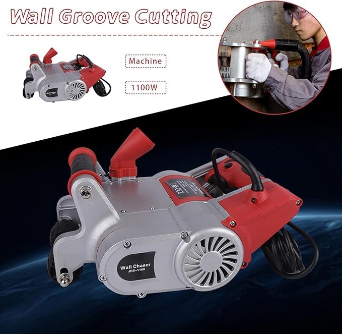 Rascador Eléctrico Portátil De 1100 W para Paredes, Potente Máquina Cortadora De Hormigón con Cuchillas De 25 Mm Y 35 Mm para Ranurado Y Acanalado De Precisión En Paredes Y Suelos.