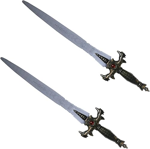 Arcady Juego de 2, espada de caballero de Halloween, disfraz medieval de asesino de dragones, fantasía templaria, 21 pulgadas