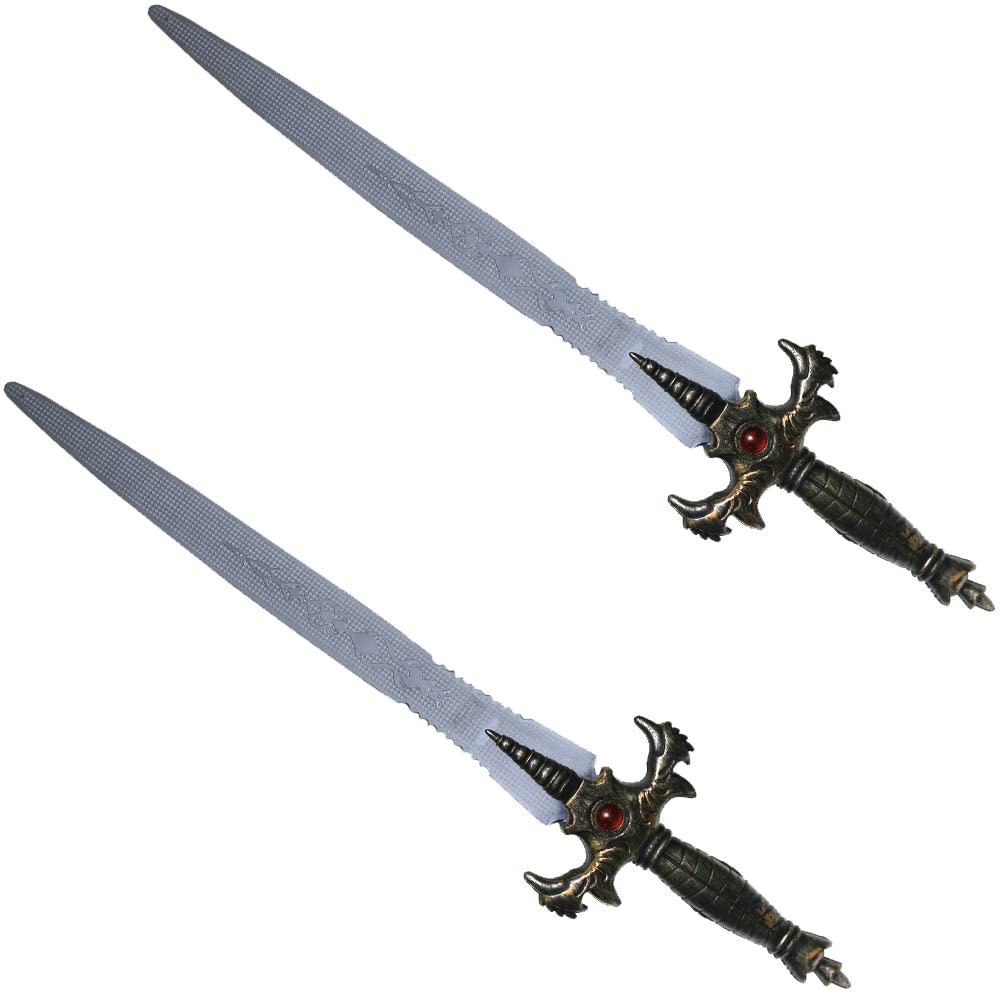 Arcady Set of 2, Halloween Knight Sword Toy Medieval Costume Dragon Slayer, Templar Fantasy, 21 Inches