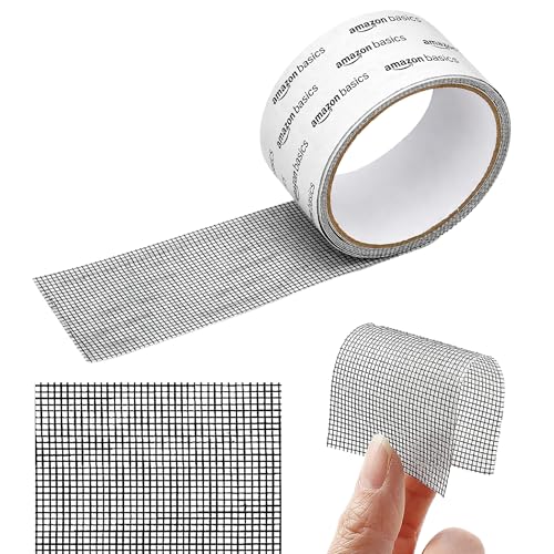 Image of amazon basics Window Screen Repair Mosquito Net Tape (200X5cm) | Strong Adhesive Fiberglass Mesh Net Tape for Window Repair, Tents and Balcony | Mosquito Net Patch Tape for Torn and Damaged Screens