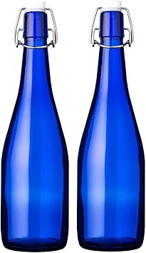 GLASS BOTTLE AT720SWCB2 Mechanical Bottle, Anchor Top Bottle, 24.4 fl oz 720 ml, Blue, Set of 2, Storage Refill, Container