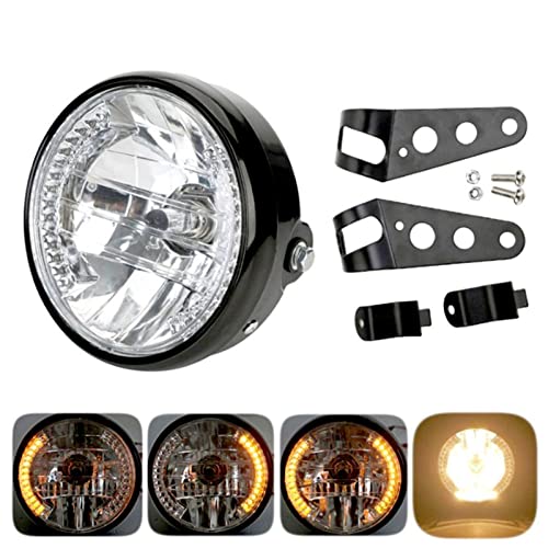 Jiakalamo 7 Inch Universal Round Motorcycle LED Headlight with Mounting Bracket - Retro Front Projector