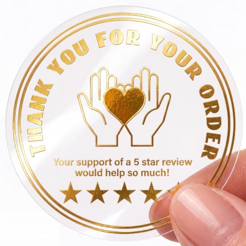 Fulmoon 500 Pcs Thank You for Your Order Stickers Bulk, Round, Gold
