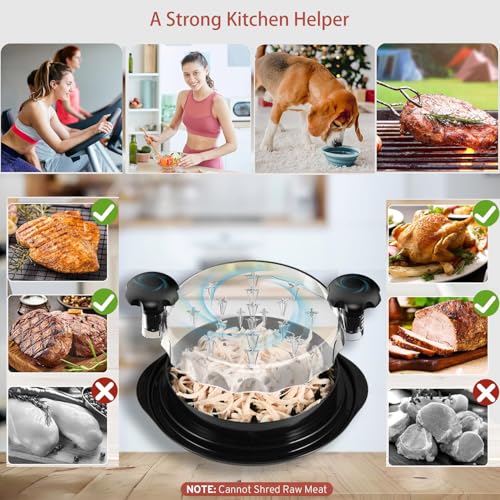 Triturador de frango atualizado, torção de 25 cm com tampa transparente, cabo ergonômico e base anti