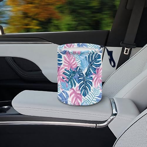 Image of Pink Blue Palm Car Garbage Can Mini Car Trash Bin Car Organizer Car Storage Bag Waterproof Portable Men Accessories Car Decor