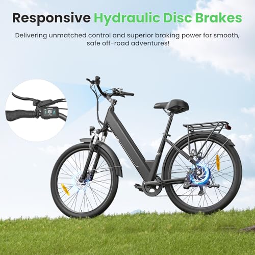 Touroll J1 ST/J1 Pro 27,5" E-Bike für Erwachsene, Elektrofahrrad Trekkingrad E-Bike Herren Damen mit 36V 15.6Ah Akku,100km Reichweite, 250W, E-Fahrrad mit 7-Gang-Getriebe, Pedelec Citybike (J1 Pro) – Bild 3