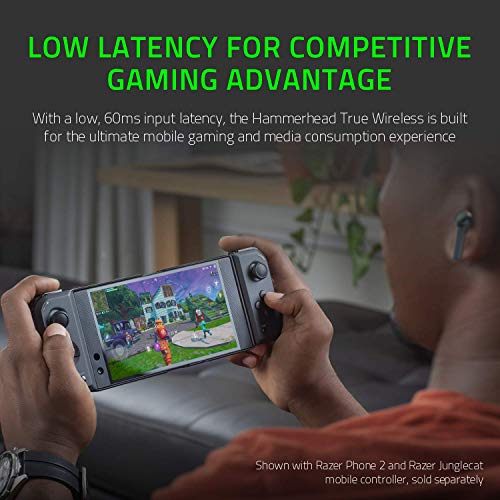 Razer Hammerhead True Wireless Bluetooth Earbuds: Low-Latency - Water Resistant - Bluetooth 5.0 Auto Pairing - Classic Black