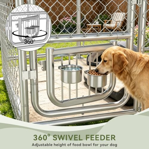 image for COMHOMA Dog Kennel Outdoor with Roof,Large Metal Dog Enclosure with We