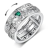 Claddagh Ring 925 Sterling Silver Claddagh Spinning Ring Irish Jewelry Gifts for Women Men (Size 8)