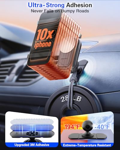 Image of pop-tech Car Phone Mount for Socket Grip, Strong Sticky Cell Phone Holder for Auto Dashboard, Adjustable Adhesive Car Mount Compatible with Thick Wallet Grip Card Holder for iPhone Samsung