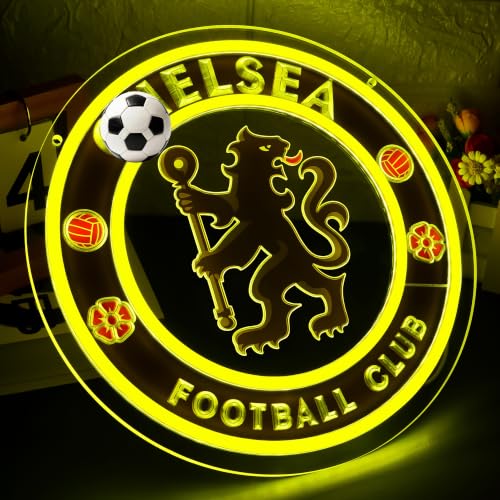 Image of Football Neon Sign for Wall Decor Soccer Neon Light for Man Cave | Dimmable Sport LED Light for Fan,Bedroom, Pub, Bar, Gift for Teams Supporters Football Enthusiasts Size 11.8*11.8 In
