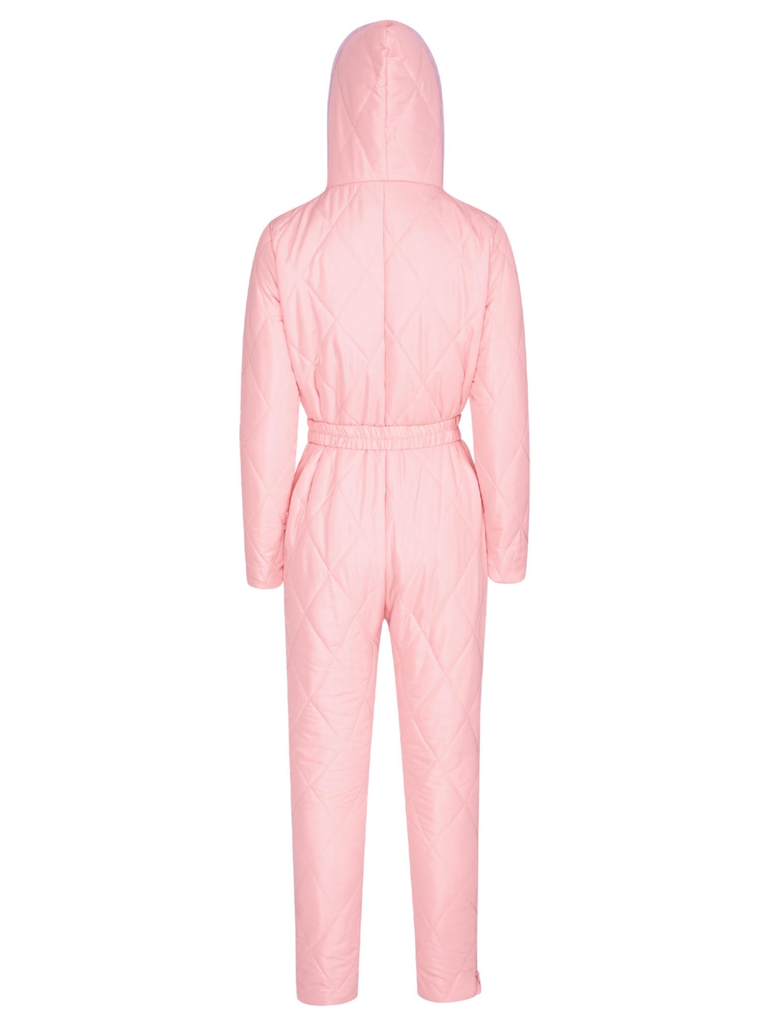 Donna Tuta da Sci con Cappuccio Tuta da Snowboard Impermeabile e Leggera Jumpsuit con Cintura e Guanti Completo da Neve Invernale Outdoor Rosa 3XL