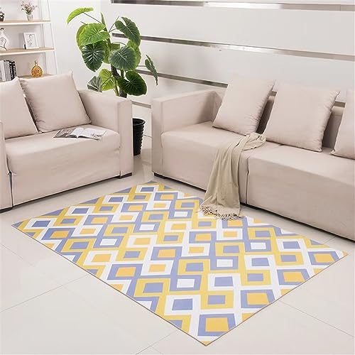 Tapis salon jaune et chambre lavable | Revêtement de sol géométrique