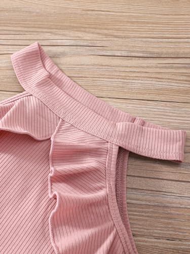 Image of Agitation Girls Summer Sets with Cold Shoulder T-shirt Elastic Paperbag Waist Shorts Headband 3pcs with 2 Sets Gifts for Kids