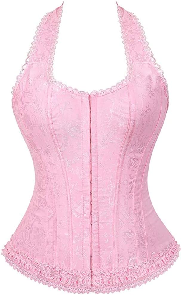 HNGHOU Women's Boned Lace up Corsets Push Up Shapewear Top Overbust Corset Bustier Tops