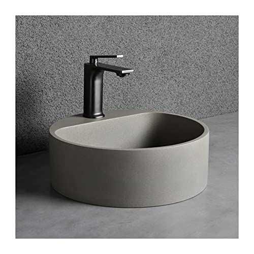 Tocador de lavabo circular gris terrazo de 15,7" para transformar el baño principal 2
