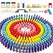 Produktbild Wondertoys 600 Stück Kleinkinder-Dominospiel, Holzbausteine, Rennfliesen mit Aufbewahrungstasche, pädagogisches Spielzeug, Geschenk für 3, 4 ,5 Jungen und Mädchen