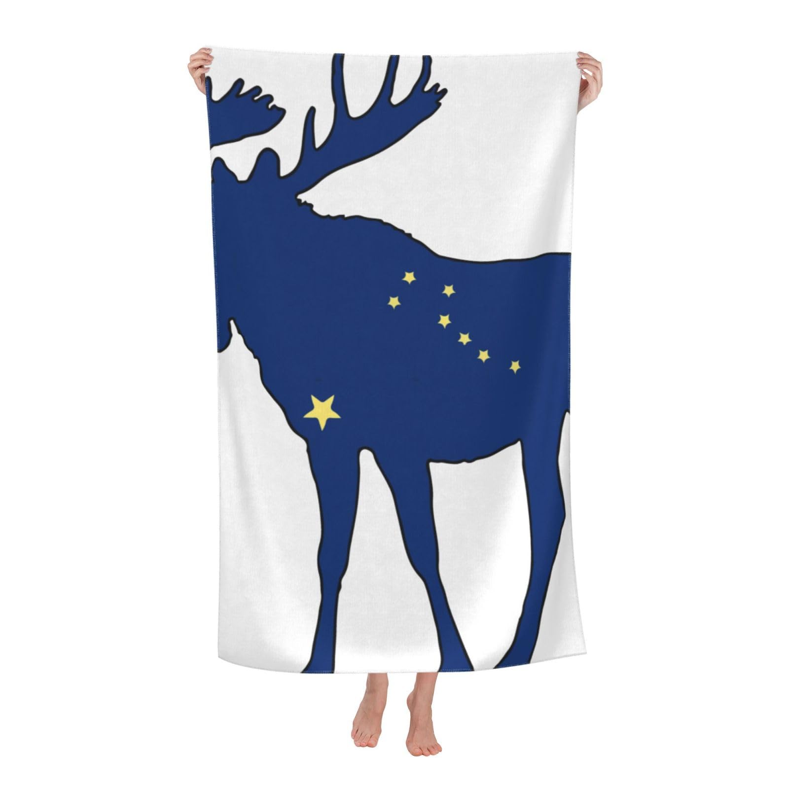 LSRCPD Beach Towel Alaska Flag Moose Microfiber Beach Towels Blanket Oversized Tropical Big Extra Large XL Pool Towels Quick Dry Sandproof for Women Girls Kids