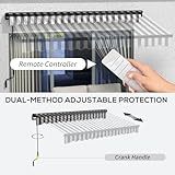 Outsunny 3.5 x 2.5m Electric Awning with Remote Controller, Aluminium Frame Retractable Awning, Half Cassette Sun Canopies for Patio Deck Door Window, Grey and White - Image 3