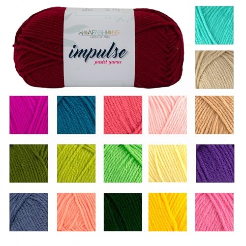 Image of WOAFashions Impulse Hand Knitting & Crochet Yarn, Premium Acrylic, 4 : Medium (Milano Red) (3x100gms / 3.5oz / 200mtr / 218yds)
